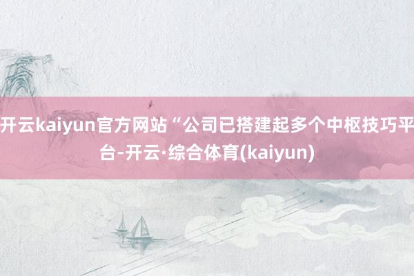开云kaiyun官方网站“公司已搭建起多个中枢技巧平台-开云·综合体育(kaiyun)