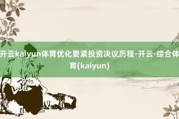 开云kaiyun体育优化要紧投资决议历程-开云·综合体育(kaiyun)