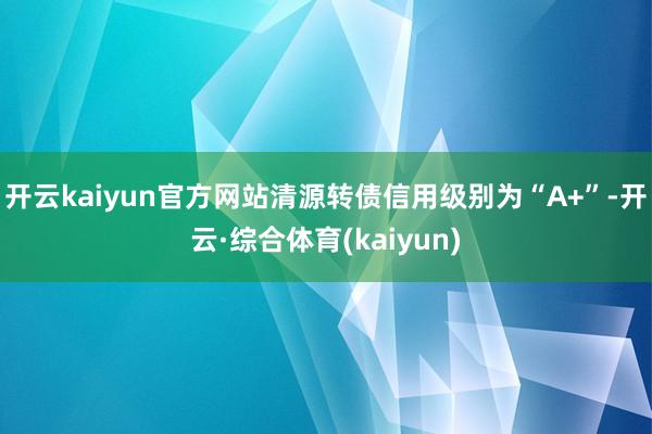 开云kaiyun官方网站清源转债信用级别为“A+”-开云·综合体育(kaiyun)