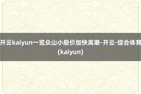 开云kaiyun一览众山小股价加快高潮-开云·综合体育(kaiyun)