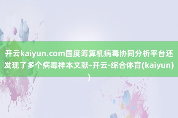 开云kaiyun.com国度筹算机病毒协同分析平台还发现了多个病毒样本文献-开云·综合体育(kaiyun)